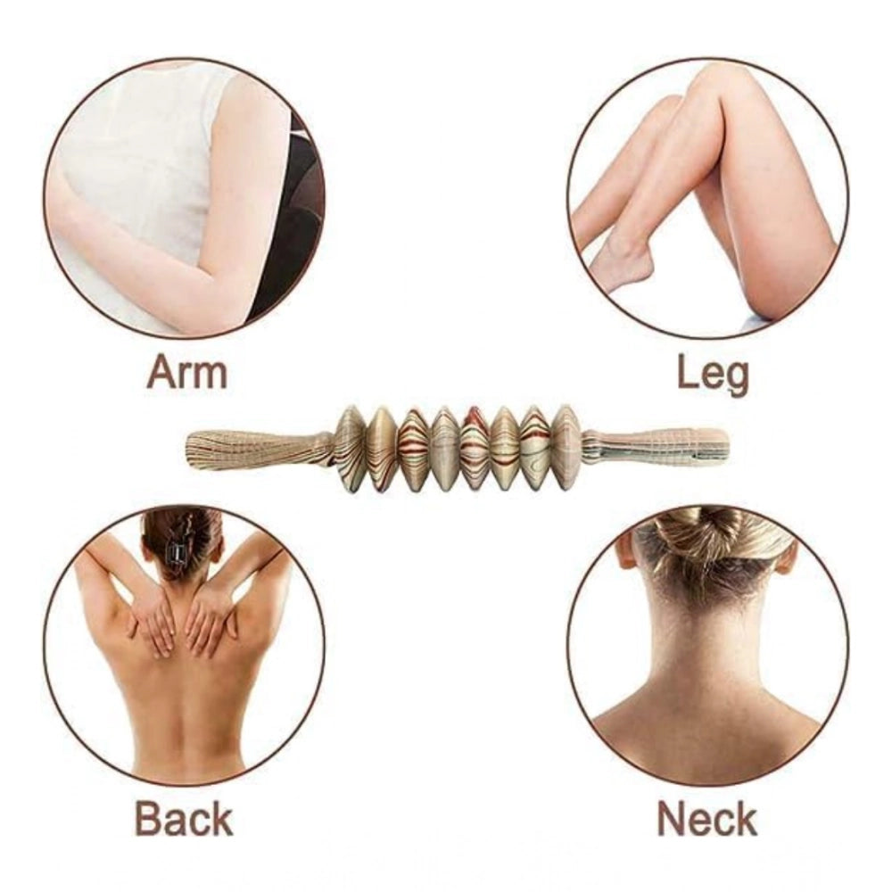 Generic Wood 8 Wheels Roller Fancy Gua Sha Trigger Points Muscle (Wood)