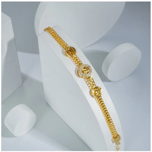 Generic Stainless Steel Unisex Gold Freesize Stainless Steel Loose Bracelet (Gold Plated)