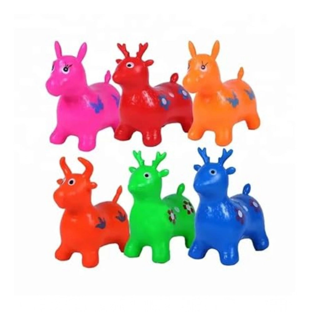 Generic Plastic Inflatable Jumping And Riding Horse Air Animal Shape Jumping Toys (Multicolor )