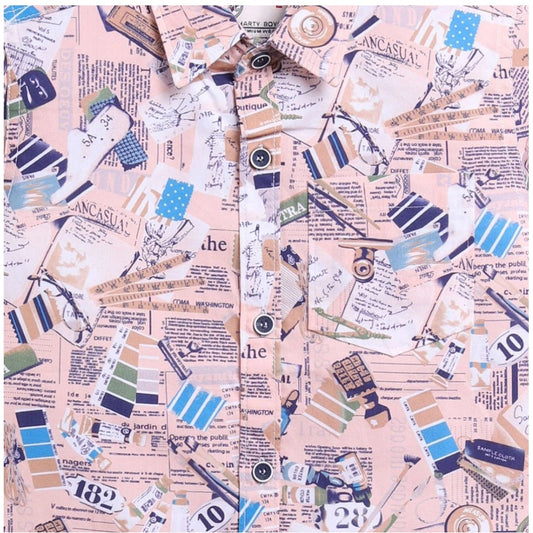 Generic Boy's Cotton Blend Printed Short Sleeve Shirt (MultiColor)