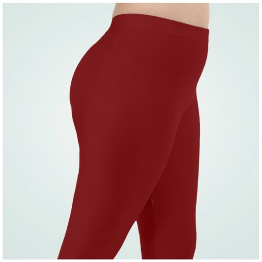 Generic Women's Cotton Blended Solid Shimmer Ankle leggings (Maroon)