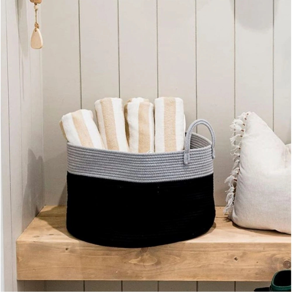 Generic Cotton Laundry Basket Pack of 1 Storage Basket For Clothes (Grey)