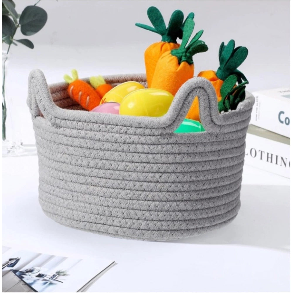Generic Cotton Cat Basket Inch Pack of 1 Storage Basket For Clothes (Grey)