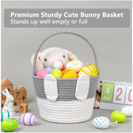 Generic Cotton Toy Bucket Pack of 1 Storage Basket For Clothes (Grey)