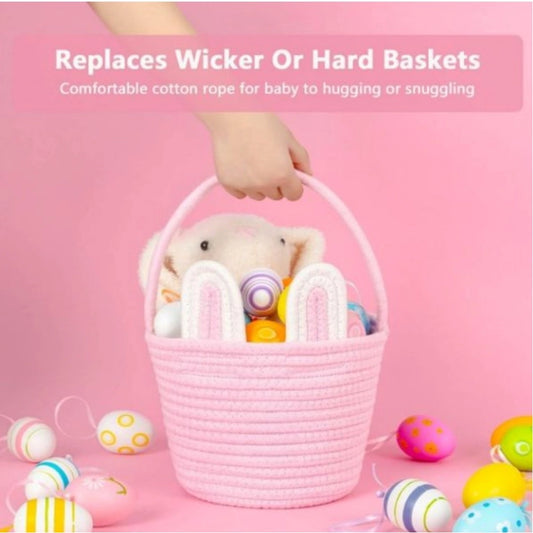 Generic Cotton Ear Toy Bucket Pack of 1 Storage Basket For Clothes (Pink)