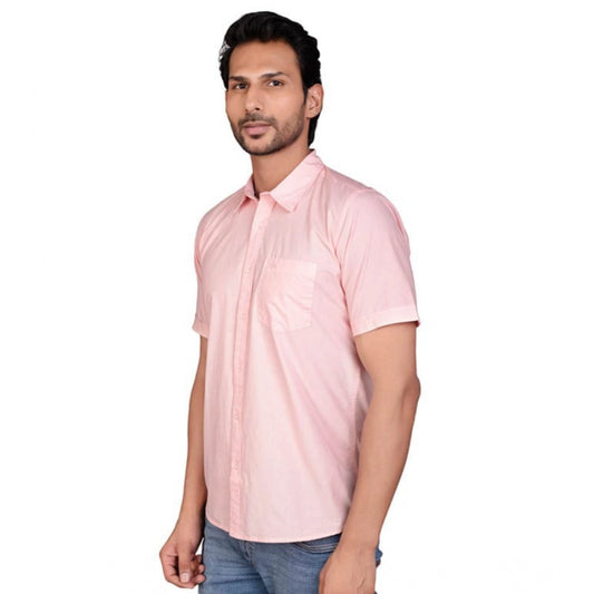 Generic Men's Casual Cotton Half Sleeve Solid Shirt (Peach)