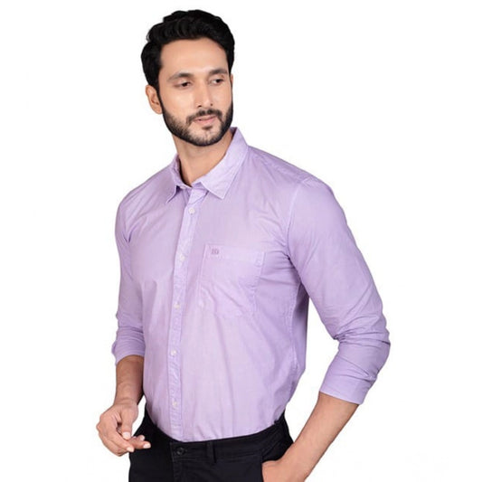 Men's Casual Cotton Full Sleeve Solid Shirt (Purple)