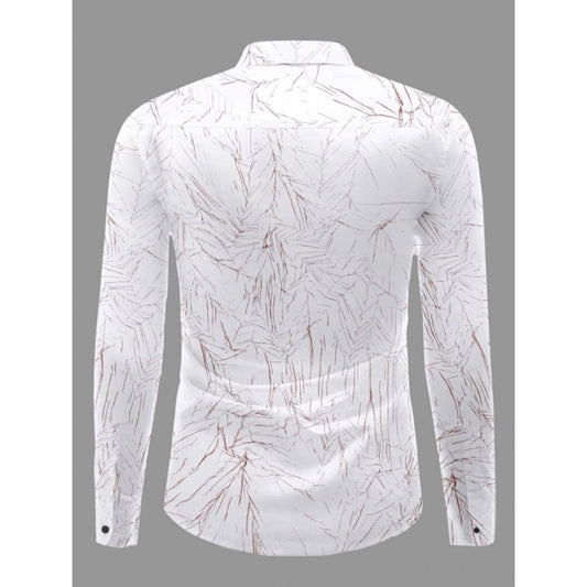 Generic Men's Casual PollyCotton Textured Full Sleeve Collar Shirt (Brown)