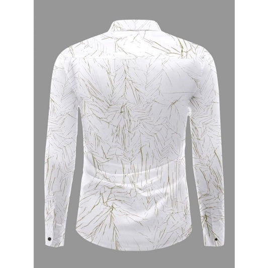 Generic Men's Casual PollyCotton Textured Full Sleeve Collar Shirt (Green)