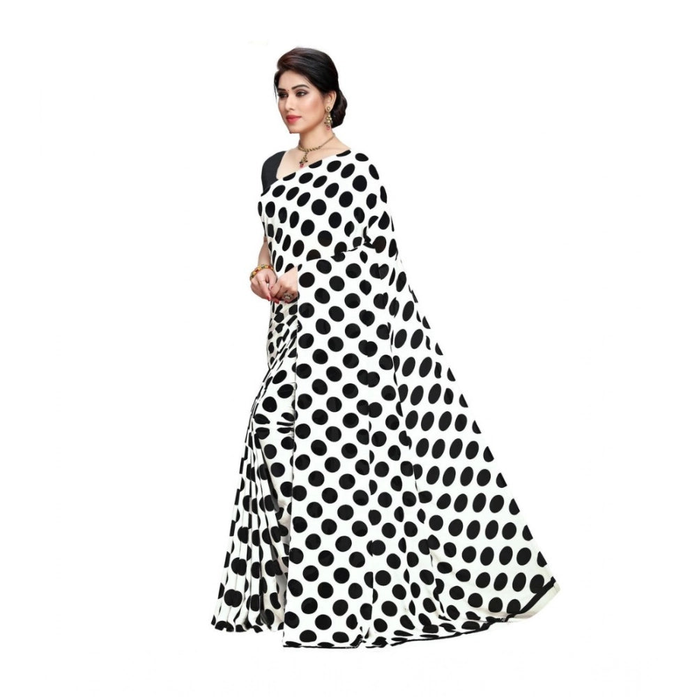 Generic Women's Georgette Printed Saree With Unstitched Blouse 5.5Mtr (W.Black)
