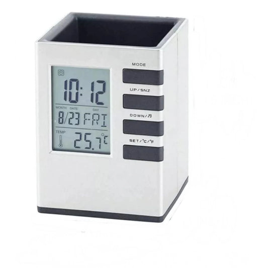 Generic Plastic Pen Holder With LCD Display Digital Alarm Clock