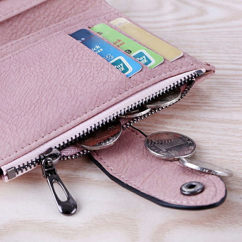 Short Zipper Solid Color Multifunctional Card Holder