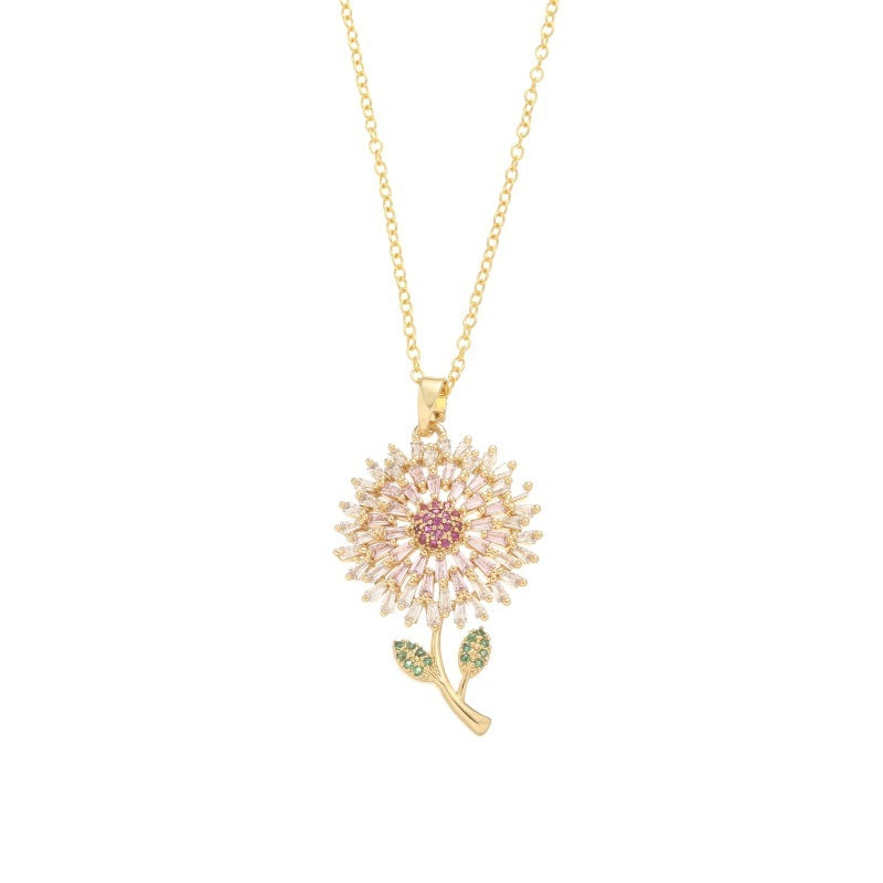 Women's Fashion Sun Flower Pendant Necklace