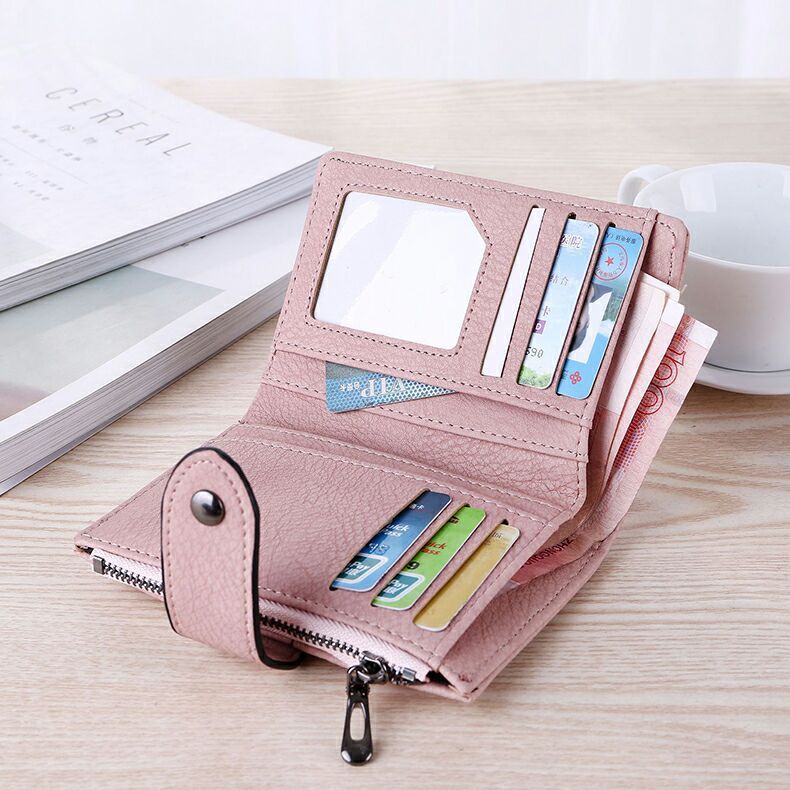 Short Zipper Solid Color Multifunctional Card Holder