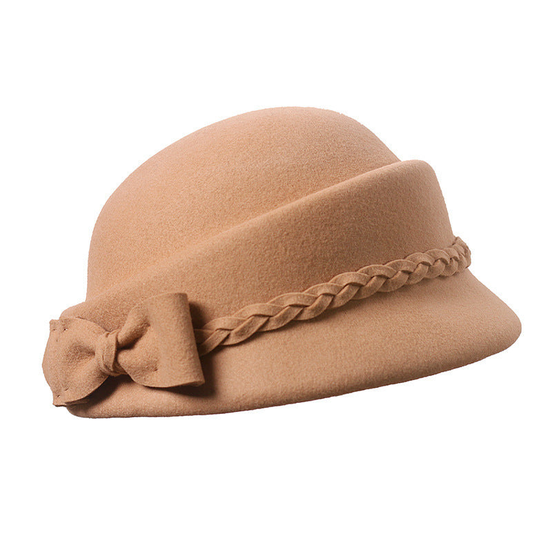 Elegant Bow Beret Wool Top Hat