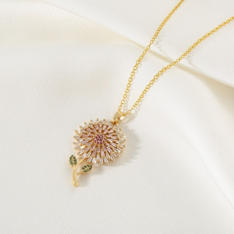 Women's Fashion Sun Flower Pendant Necklace