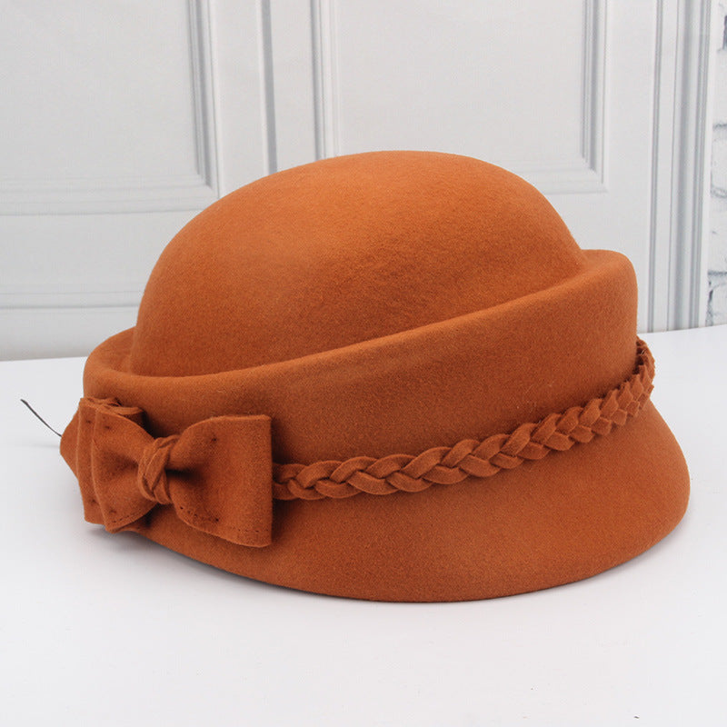 Elegant Bow Beret Wool Top Hat