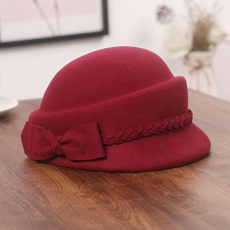 Elegant Bow Beret Wool Top Hat