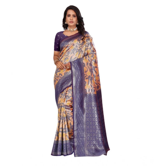 Generic Women's Silk Embroidred Saree With Unstitched Blouse 5.5Mtr (Dark Green)