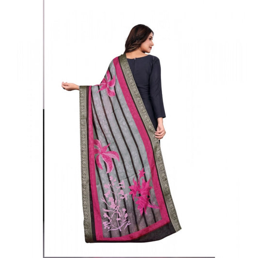 Generic Women's chanderi silk Printed Dupatta (Black, Length: 2 Mtr)