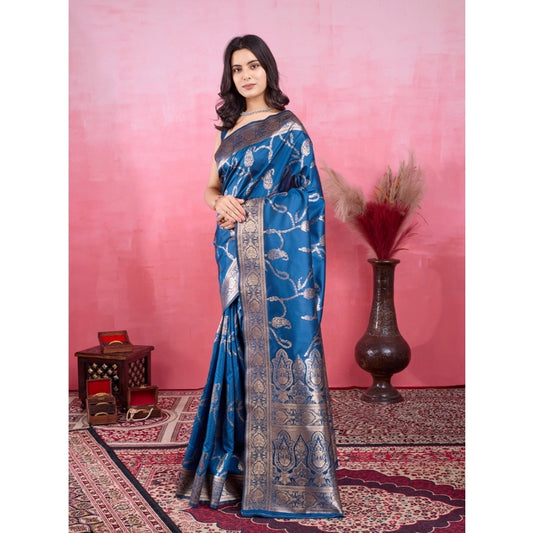 Generic Women's Banarasi Silk Printed Saree With Unstitched Blouse 5.5Mtr (Pinch)