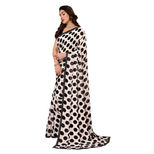 Generic Women's Georgette Printed Saree With Unstitched Blouse 5.5Mtr (Black)
