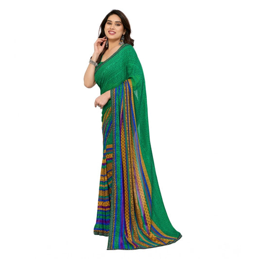 Generic Women's Georgette Printed Saree With Unstitched Blouse 5.5Mtr (Green)