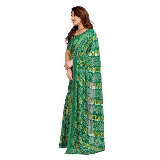 Generic Women's Georgette Printed Saree With Unstitched Blouse 5.5Mtr (Green)