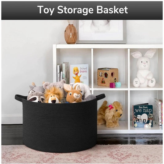 Generic Cotton Basket 14x12 Inch Storage Basket For Clothes (Black)