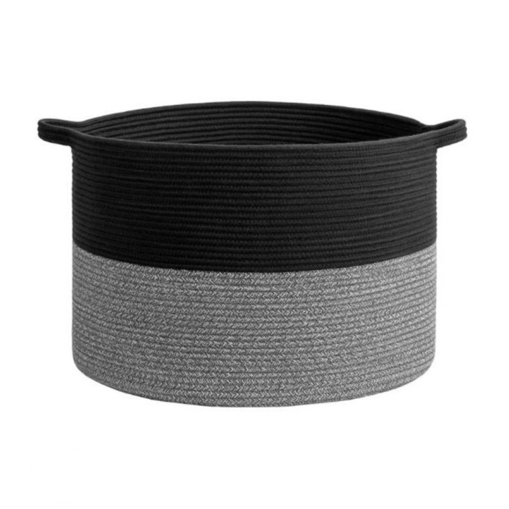 Generic Cotton 16x14 Inch Pack of 1 Storage Basket For Clothes (Black)