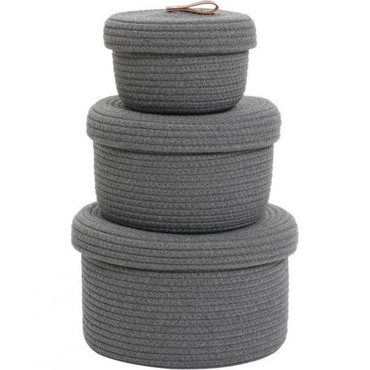 Generic Cotton 3 Pcs Set Roti Box Storage Basket With Lid (Gray)