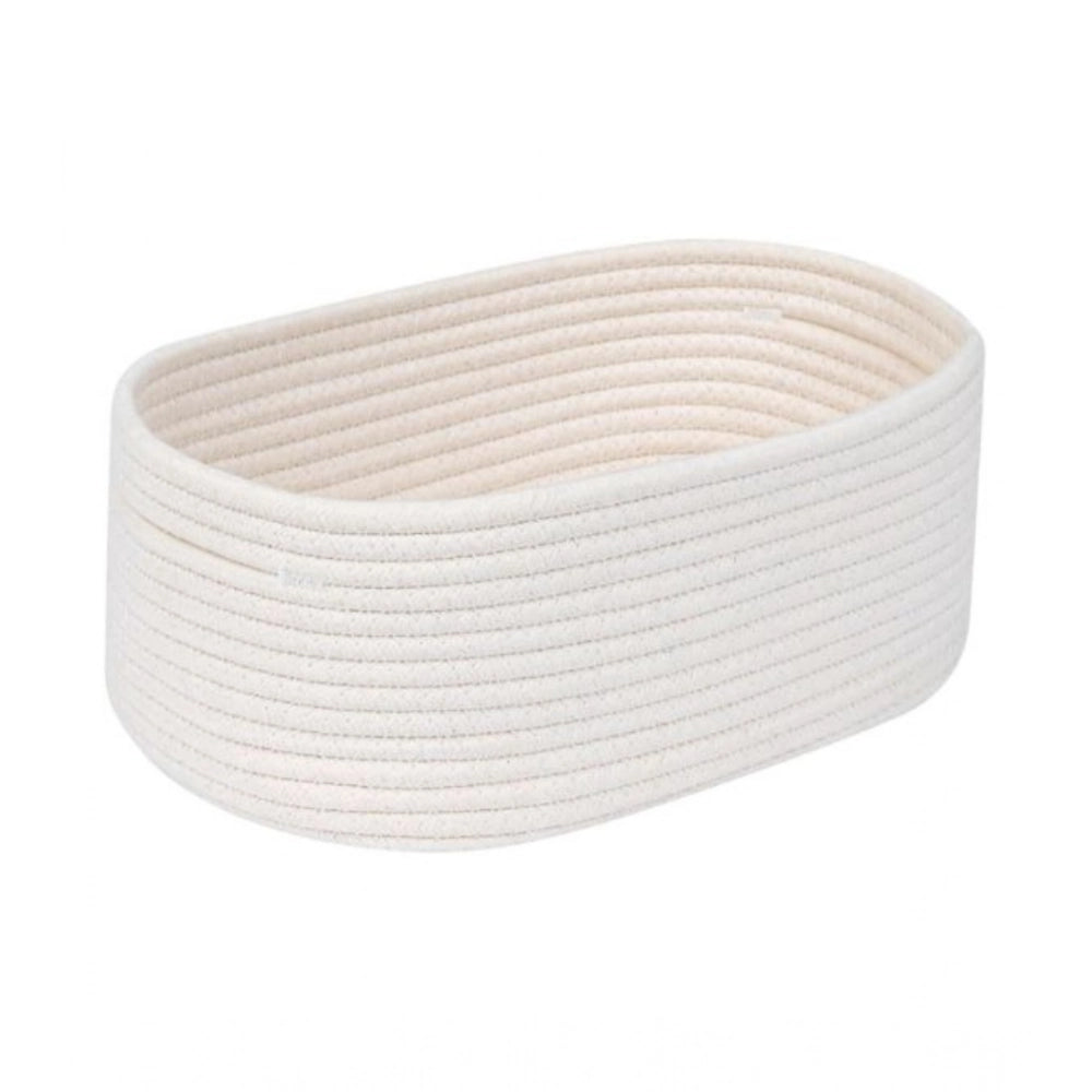 Generic Cotton Oval 10x7x5 Inch Bedside Organizer (White)