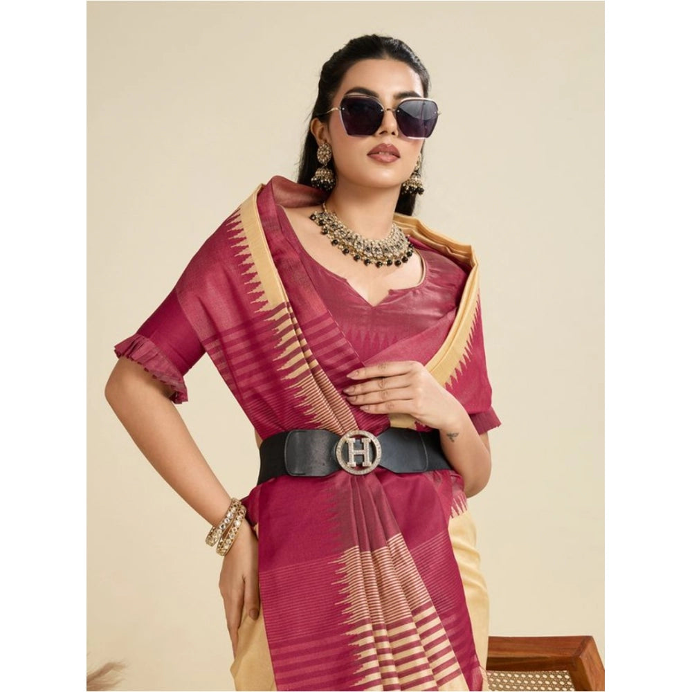 Generic Women's Raw_Silk Woven Saree With Unstitched Blouse 5.5Mtr (Beige)