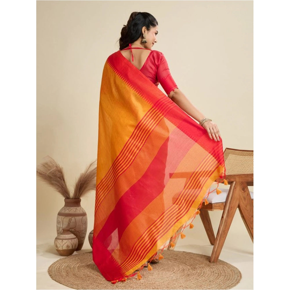 Generic Women's Raw_Silk Woven Saree With Unstitched Blouse 5.5Mtr (Mustard)