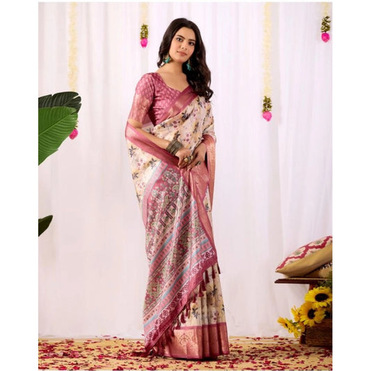 Generic Women's Faux_Banarasi_Silk Woven Saree With Unstitched Blouse 5.5Mtr (Beige)