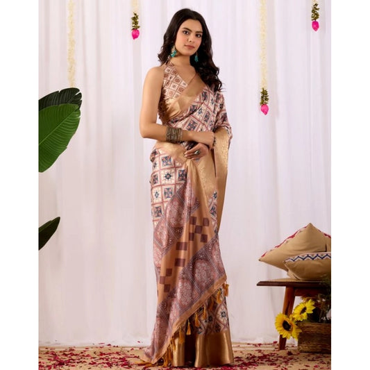 Generic Women's Faux_Silk Printed Saree With Unstitched Blouse 5.5Mtr (Multicolor)