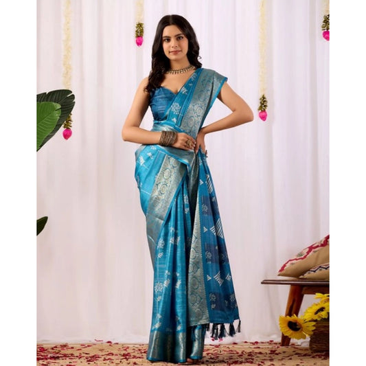 Generic Women's Faux_Banarasi_Silk Woven Saree With Unstitched Blouse 5.5Mtr (Turquoise)