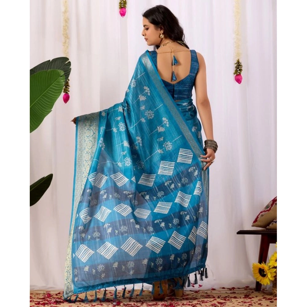 Generic Women's Faux_Banarasi_Silk Woven Saree With Unstitched Blouse 5.5Mtr (Turquoise)