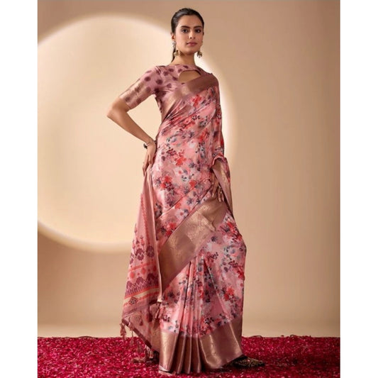 Generic Women's Faux_Silk Woven Saree With Unstitched Blouse 5.5Mtr (Pink)