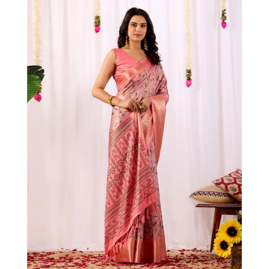 Generic Women's Faux_Silk Printed Saree With Unstitched Blouse 5.5Mtr (Light_Pink)