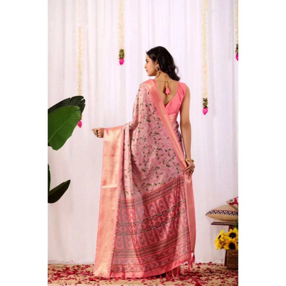 Generic Women's Faux_Silk Printed Saree With Unstitched Blouse 5.5Mtr (Light_Pink)