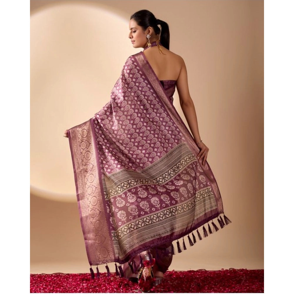 Generic Women's Faux_Banarasi Woven Saree With Unstitched Blouse 5.5Mtr (Purple)