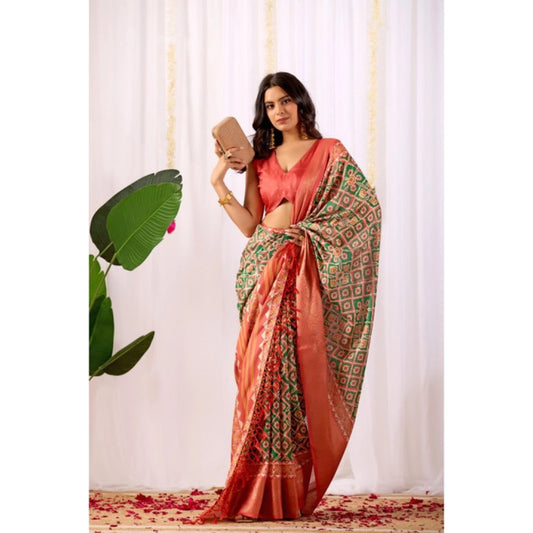 Generic Women's Faux_Silk Woven Saree With Unstitched Blouse 5.5Mtr (Green)