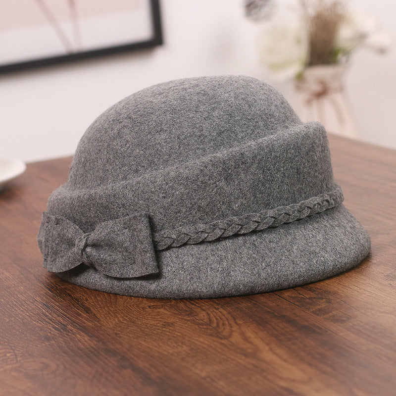 Elegant Bow Beret Wool Top Hat