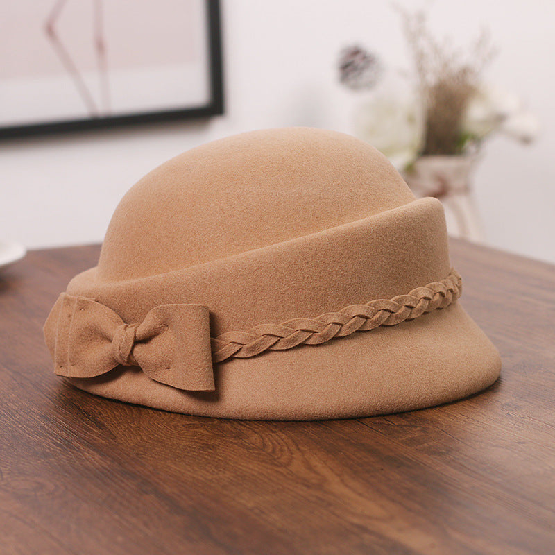 Elegant Bow Beret Wool Top Hat