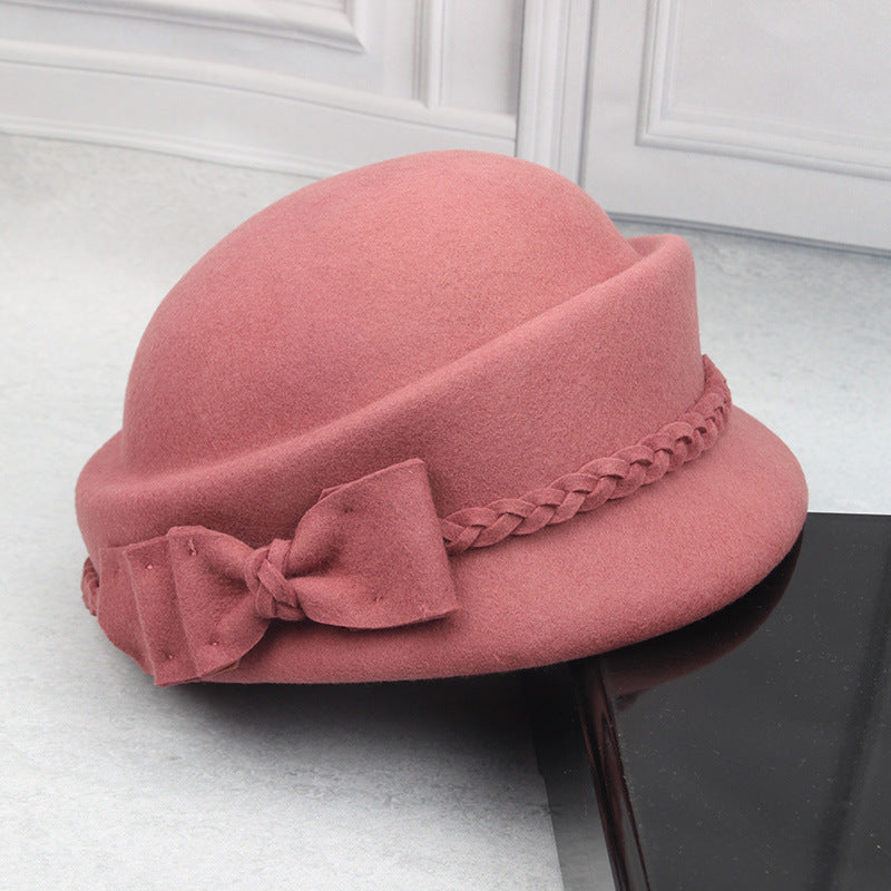 Elegant Bow Beret Wool Top Hat