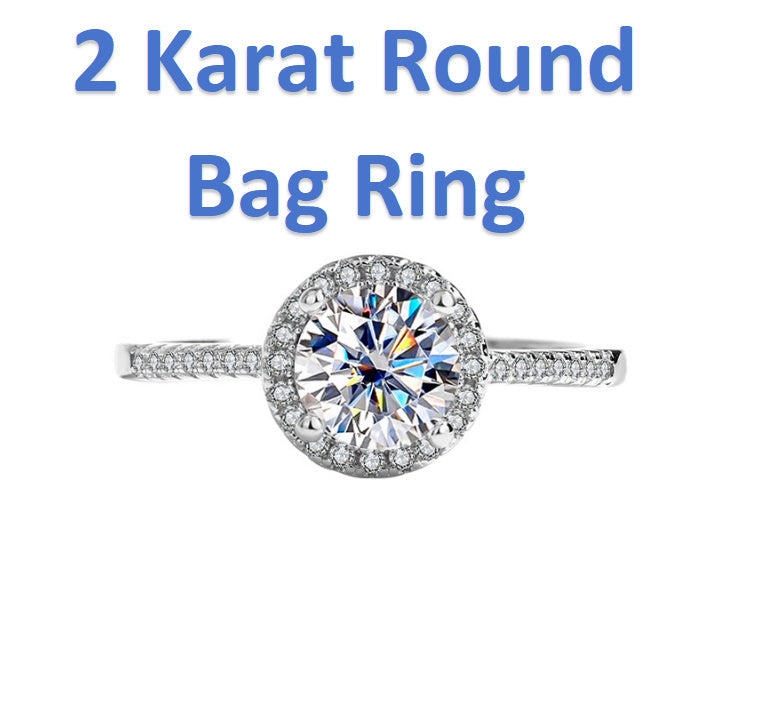 S925 Sterling Silver Moissanite Round Bag Three-piece Female Ring Necklace
