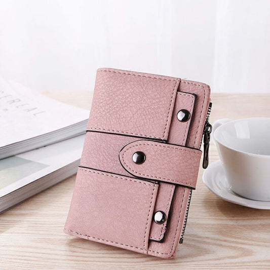Short Zipper Solid Color Multifunctional Card Holder