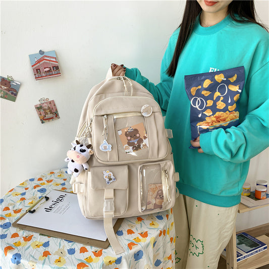 Schoolbag Female Korean Version Of Ulzzang Junior High School Students  Cute Girl Heart Ins Harajuku Style Backpack