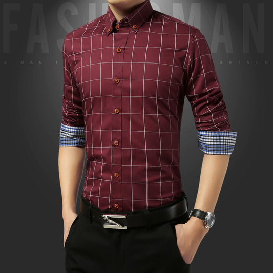 Ethnic Style Casual Long-Sleeved Plaid Shirt